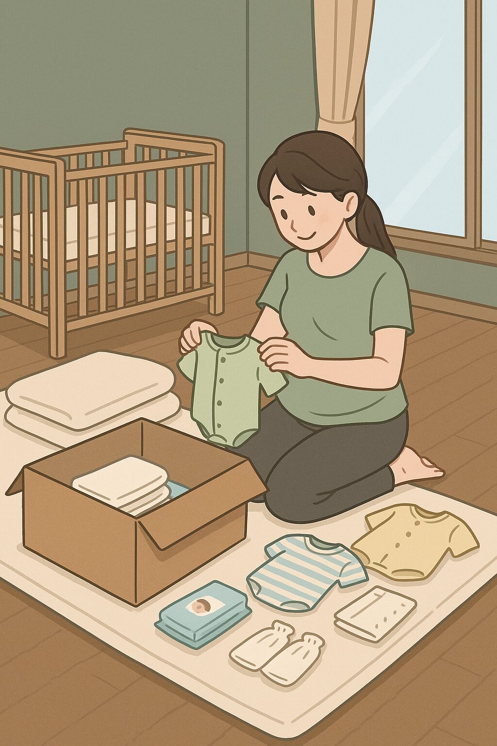 Japanese-style baby items arranged for satogaeri birth