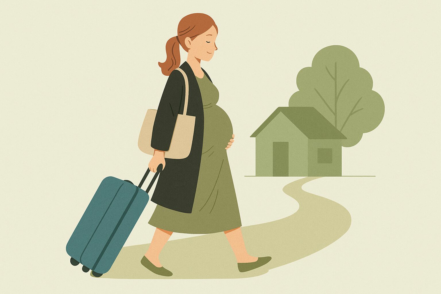 Pregnant woman heading to her parents' home