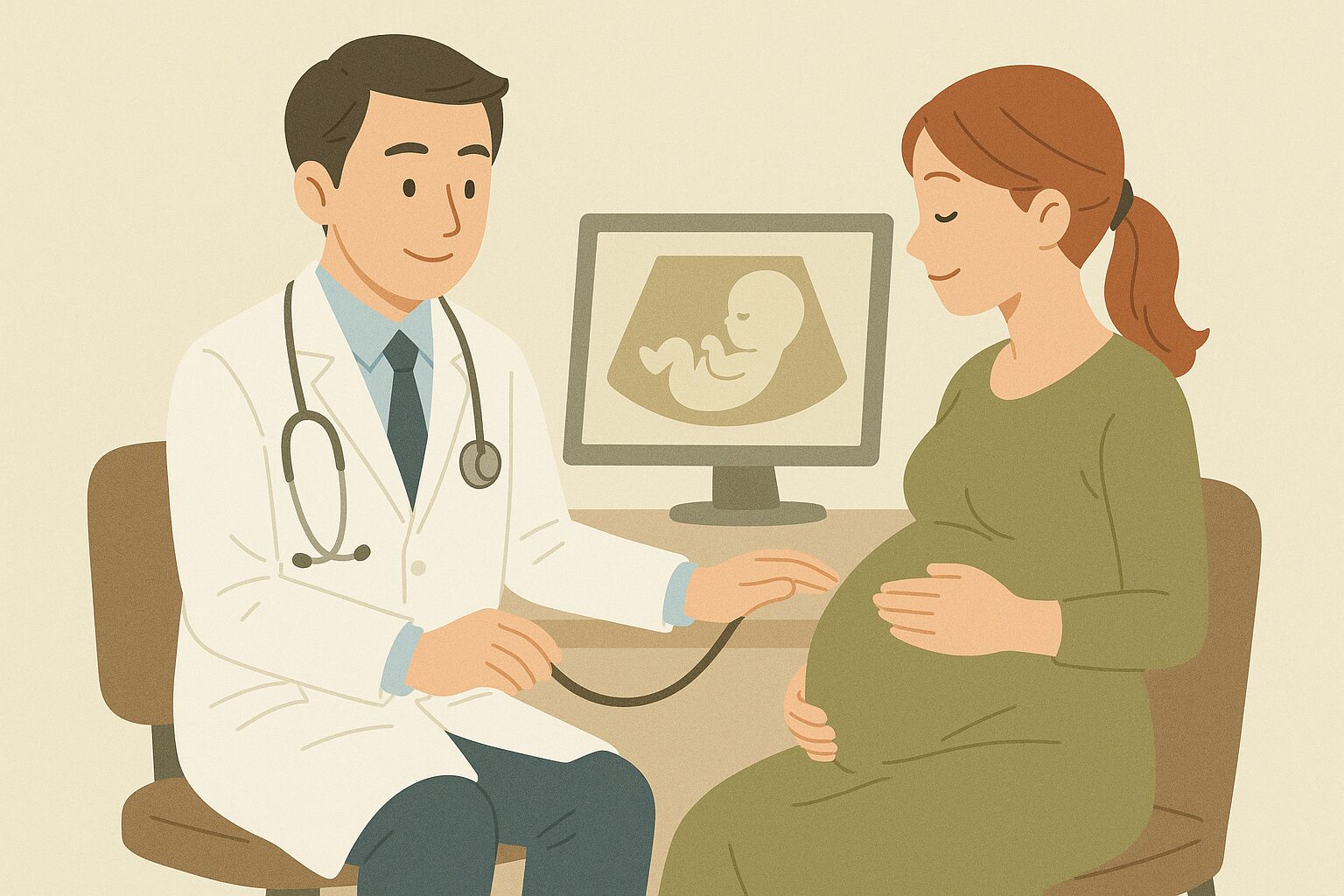 Ultrasound checkup during Satogaeri Shussan